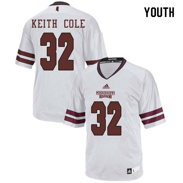 Youth #32 Brian Keith Cole Mississippi State Bulldogs College Football Jerseys Sale-White - Click Image to Close
